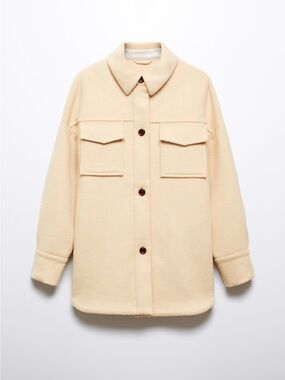 Mango Butter Yellow Wool Shacket Overshirt Coat
